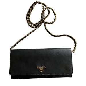 Prada Saffiano Leather Crossbody Wallet Purse